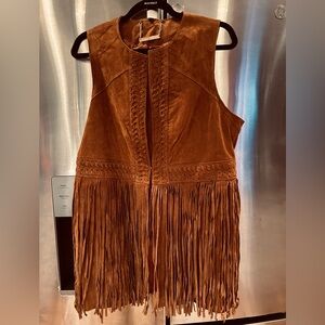 IMAN Leather Fringe vest